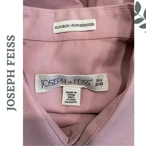 Joseph & Feiss NonIron Pink Dress Shirt Classic Fit Long Sleeve Men’s 16.5 32/33 - Picture 7 of 7